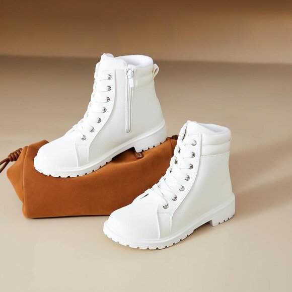 ⚡Women's White Winter Ankle Boot Warm Faux Fur Lining Zipper Non Slip Waterproof - Picture 6 of 6
